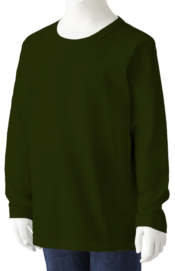 <strong> PANBASIC </strong> - 100% Cotton Long Sleeve Round Neck PK-601 - 12-14Y, Army Green