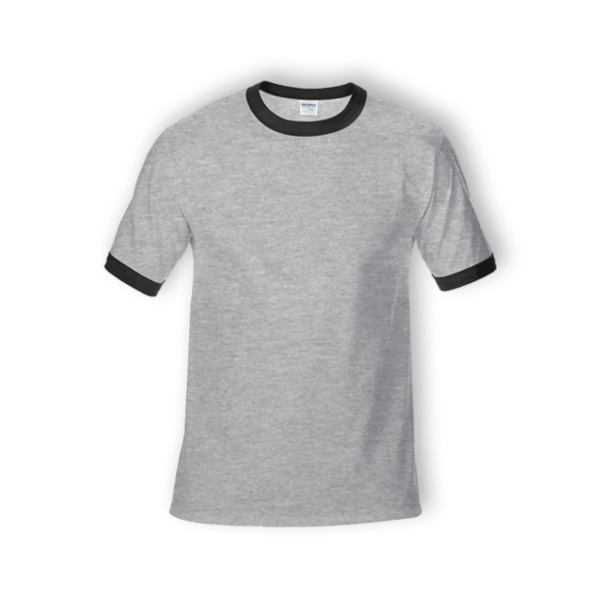 <strong> GILDAN </strong> - 76600 Adult Ringer Premium Cotton - Sport Grey/ Black, 2XL