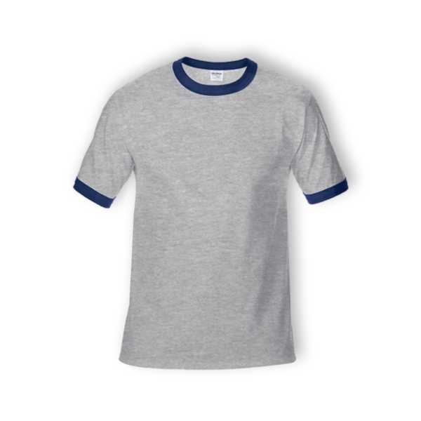 <strong> GILDAN </strong> - 76600 Adult Ringer Premium Cotton - Sport Grey/ Navy, 2XL