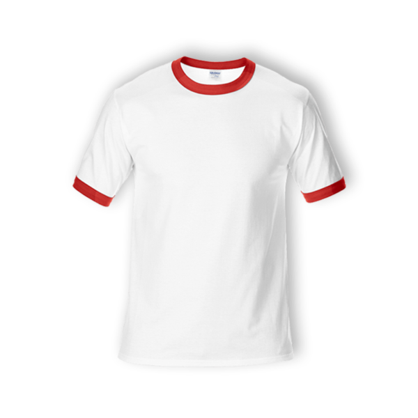 <strong> GILDAN </strong> - 76600 Adult Ringer Premium Cotton - White / Red, 2XL