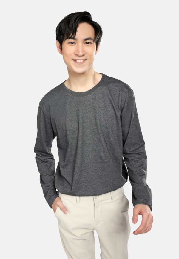 <strong> PANBASIC </strong> - 100% Cotton Long Sleeve Round Neck P-601 - 7XL, Dark Melange