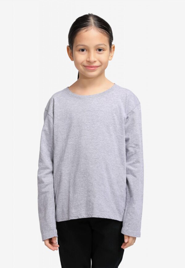 <strong> PANBASIC </strong> - 100% Cotton Long Sleeve Round Neck PK-601 - 12-14Y, Grey Melange